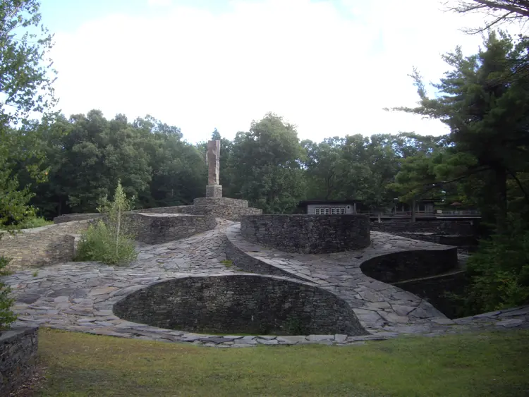 The terraces of Opus 40 beneath Overlook Mountain