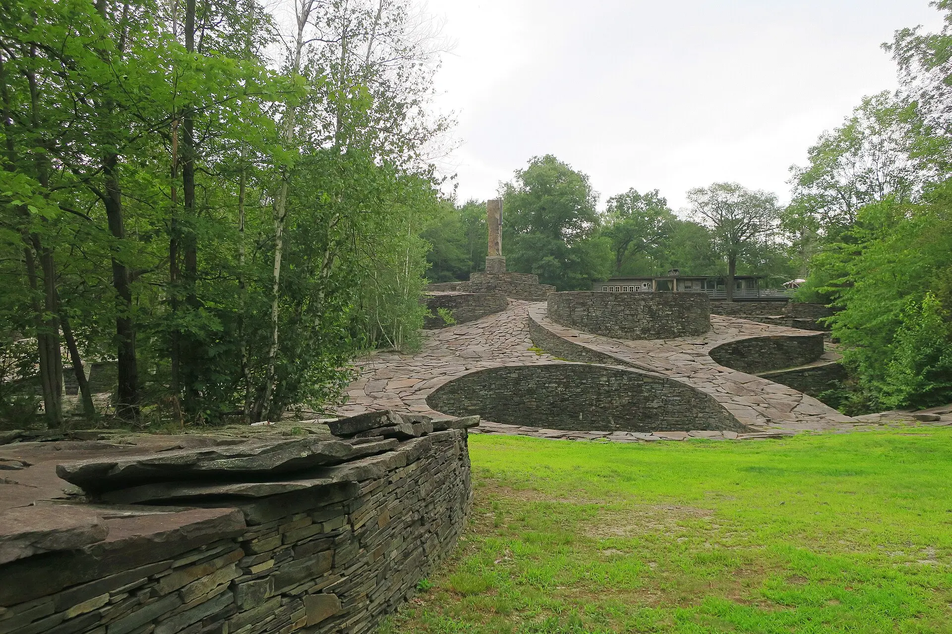 Opus 40 spreading across the quarry beneath the Catskills