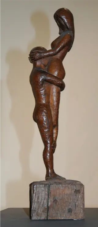 Harvey Fite’s carved wood sculpture Man and Mermaid