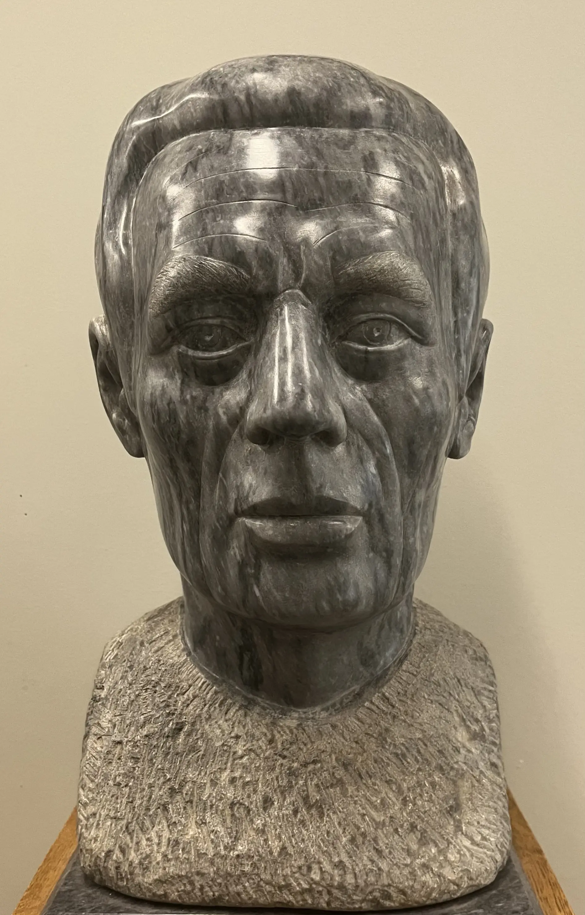 Harvey Fite’s carved marble self-portrait bust at Bard College